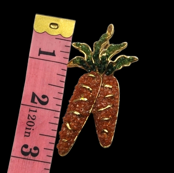 Vintage Orange Carrot Brooch Beaded Easter Jewelry Pin Statement - Picture 3 of 5